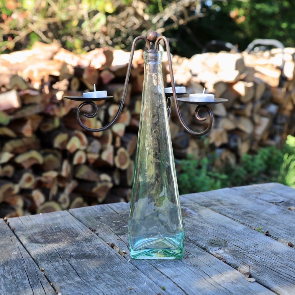 Triangular Glass Vase Candelabra - Picture 10 of 11